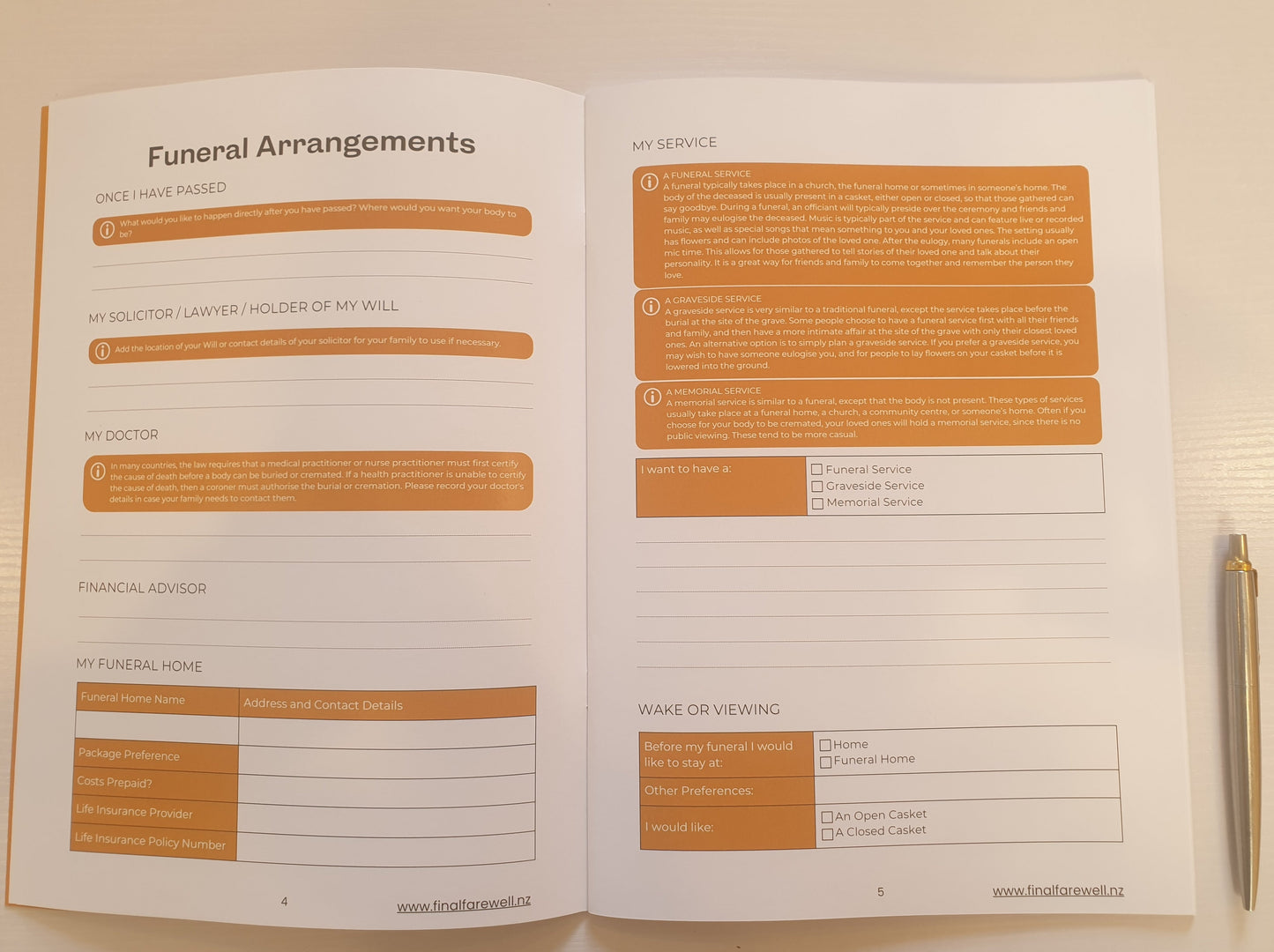 My Final Farewell Simply Orange Printed