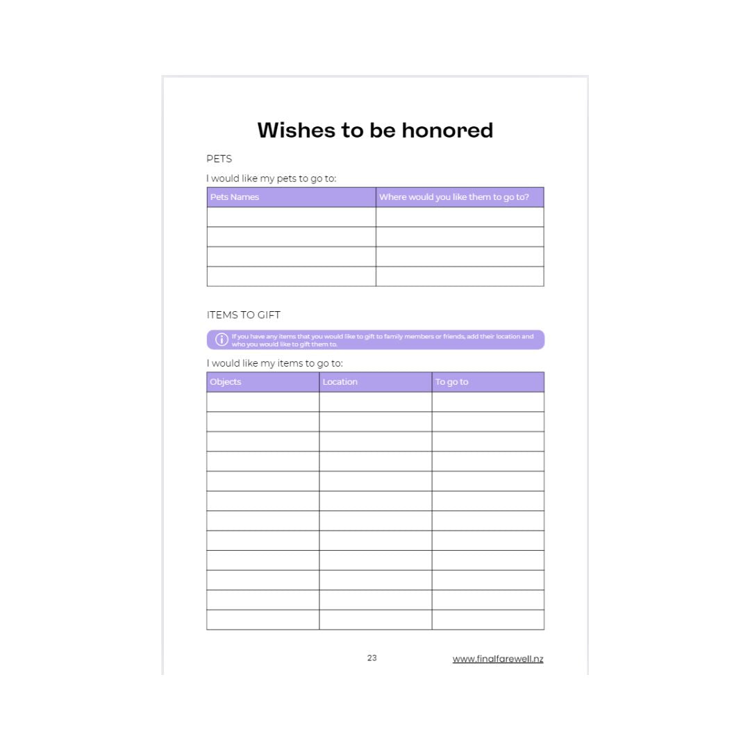 My Final Farewell Simply Purple Printed