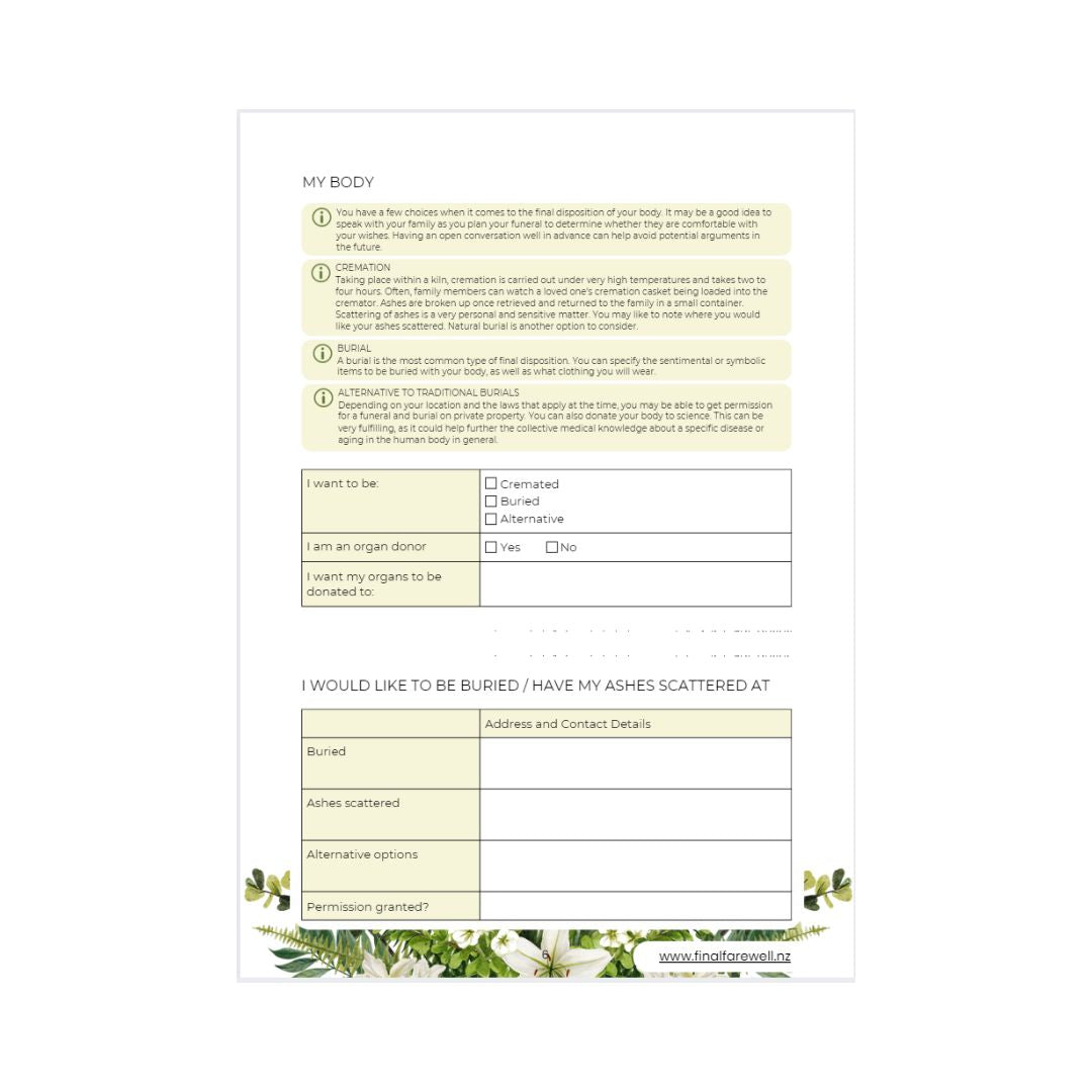My Final Farewell Floral Arrangement Printed